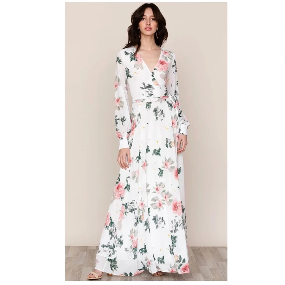 YUMI KIM Giselle White Floral Long Sleeve Maxi Dress - Picture 1 of 5